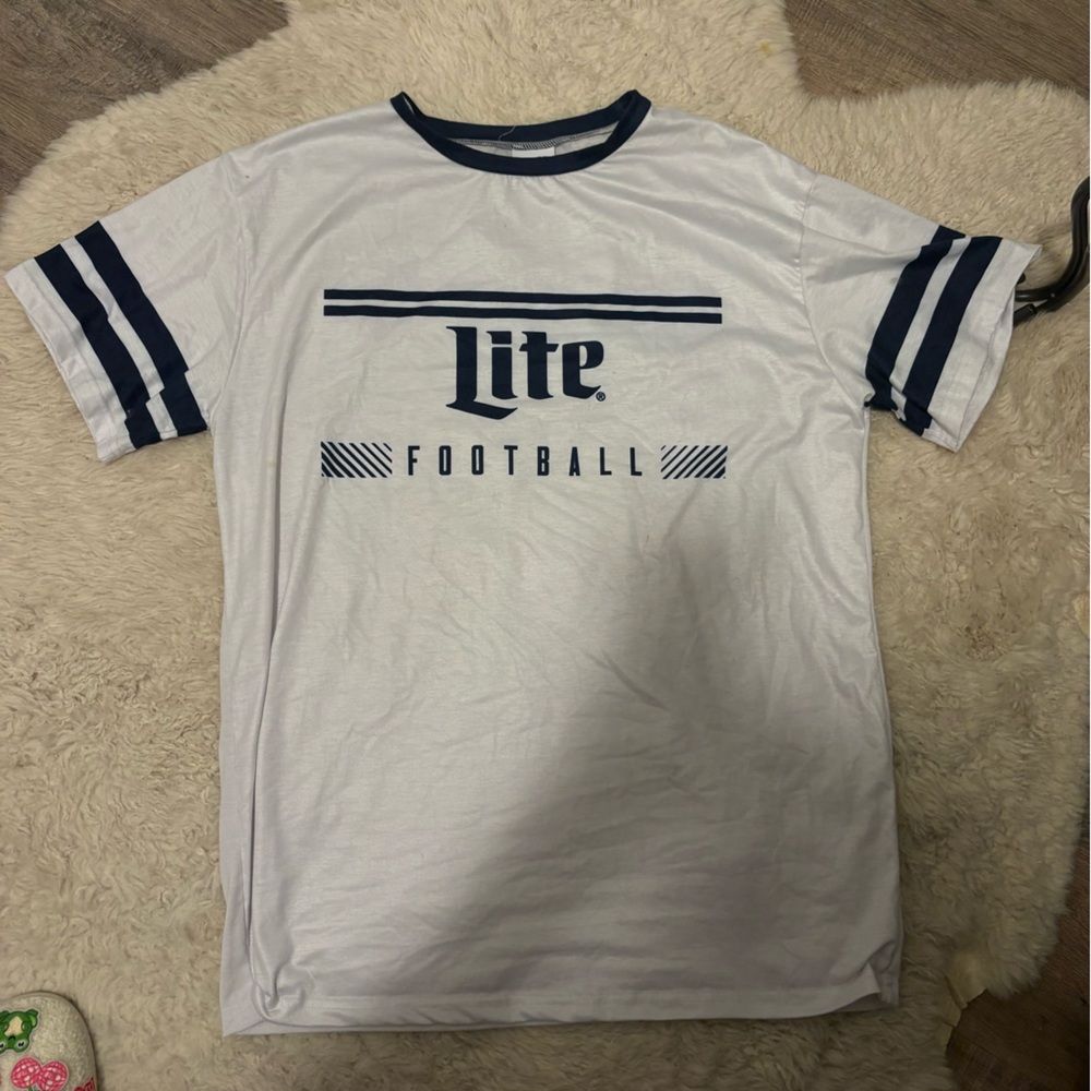 White and Blue Football T-Shirt